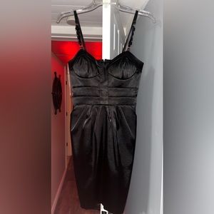 Black satin fitted dress